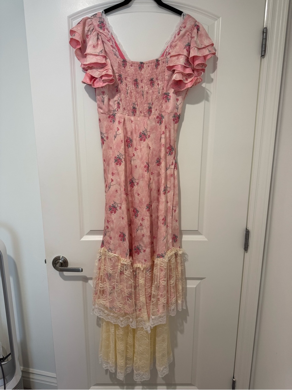 American Heiress/Lait Collection Carlton Pink Floral Satin Maxi Dress - Picture 8 of 12